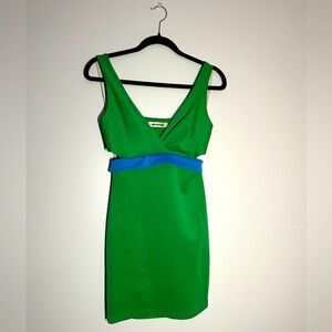 vintage y2k/90s mystic green and blue cut out mini dress size small made in us